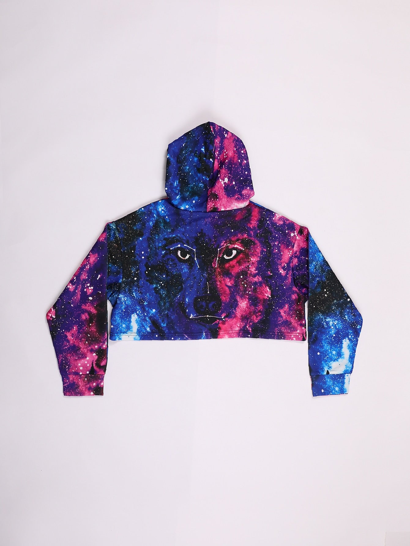 1pc Wolf Galaxy Print Hoodie