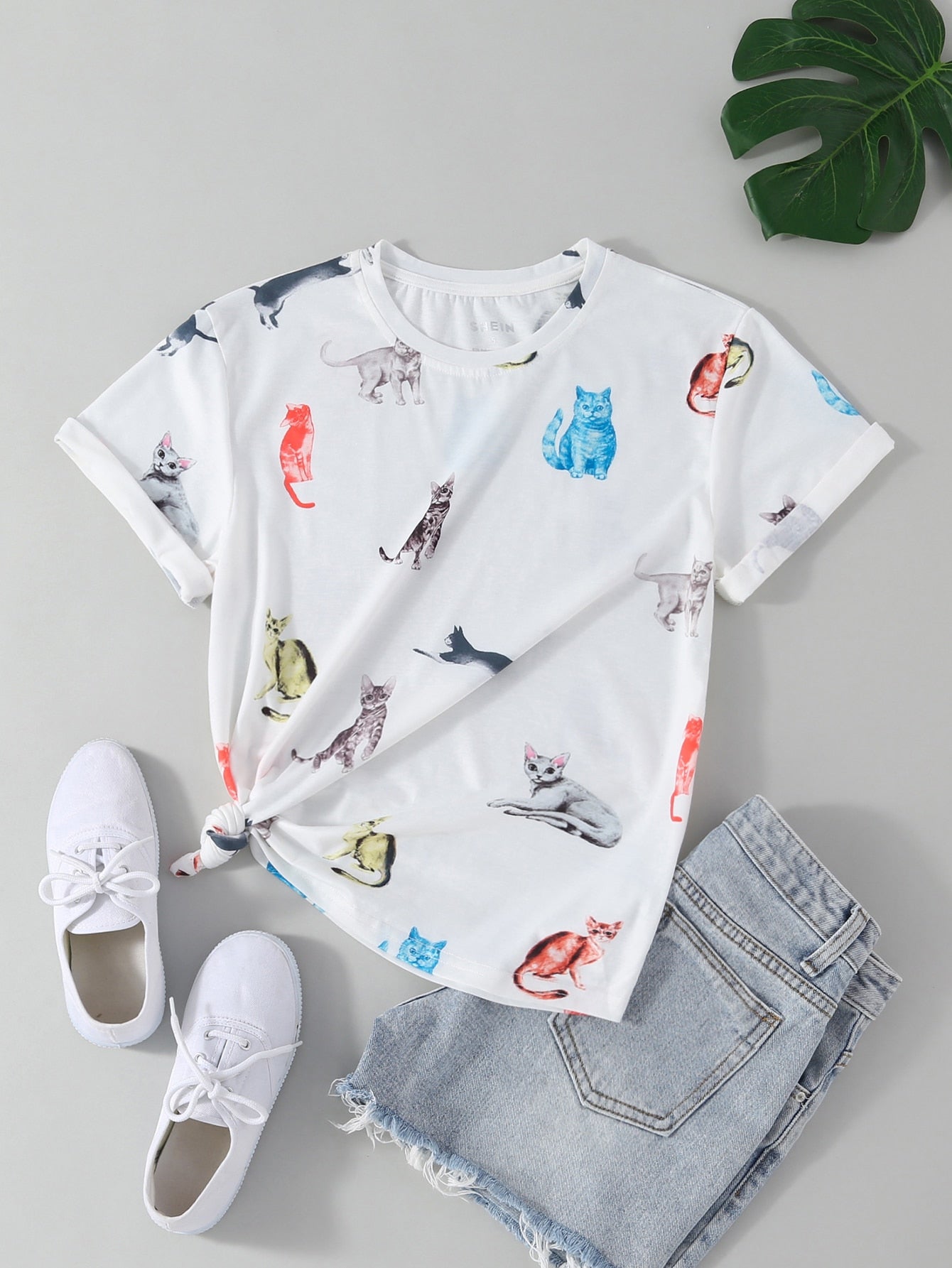 Allover Cat Print Tee