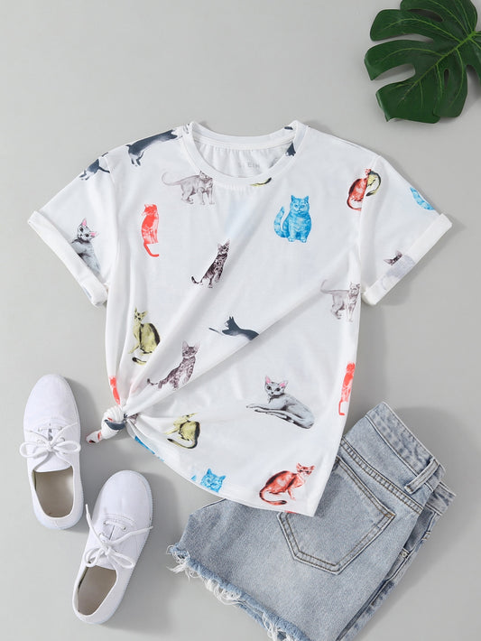 Allover Cat Print Tee