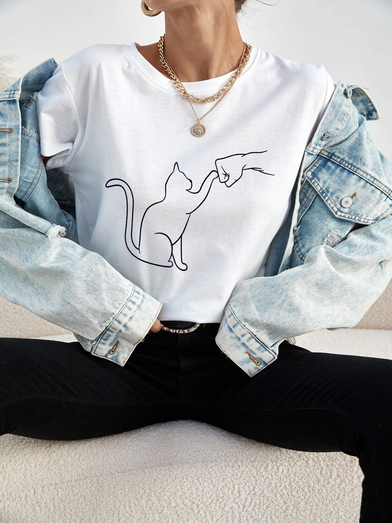 Cat And Figure Graphic Tee