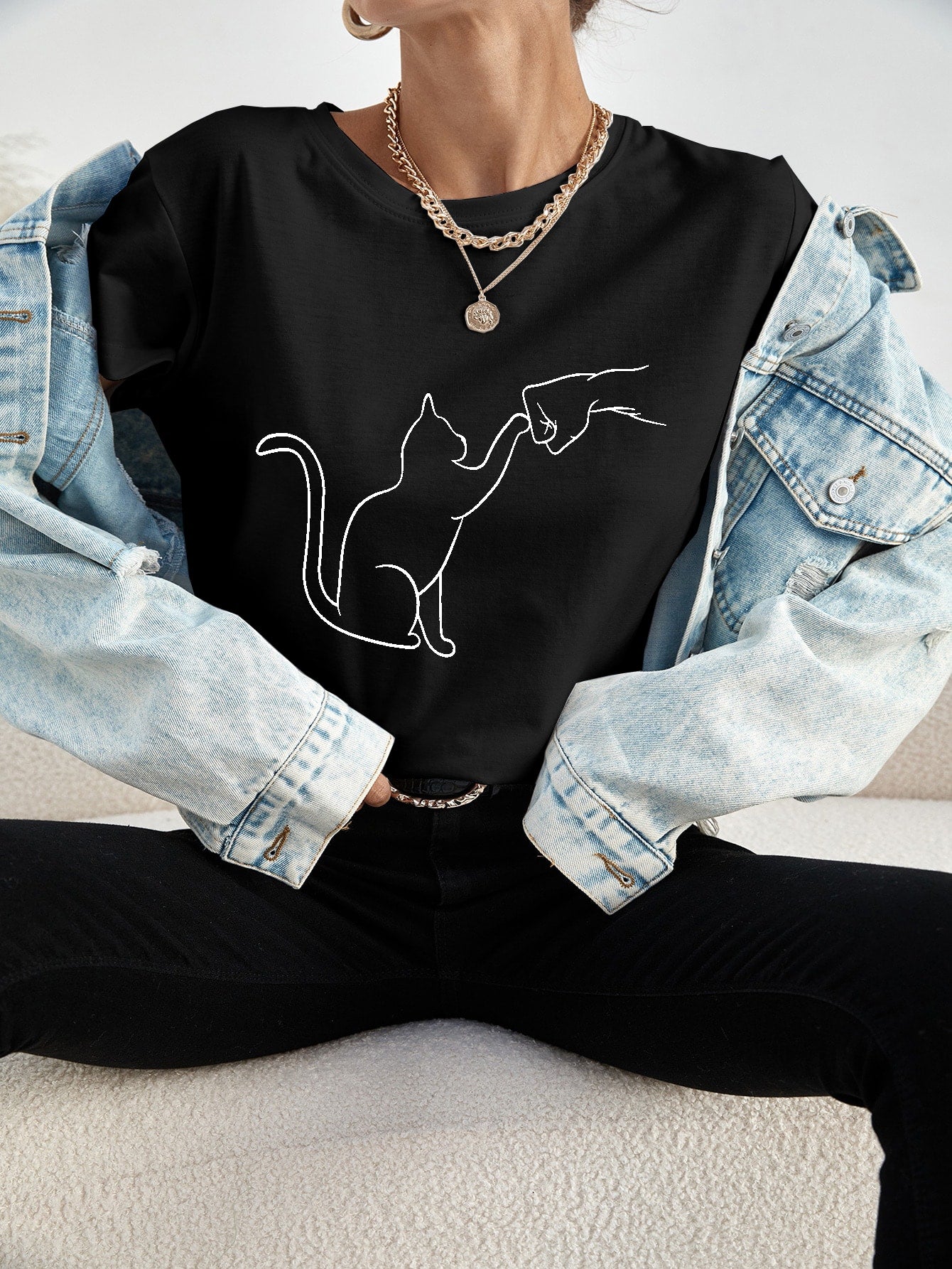 Cat And Figure Graphic Tee