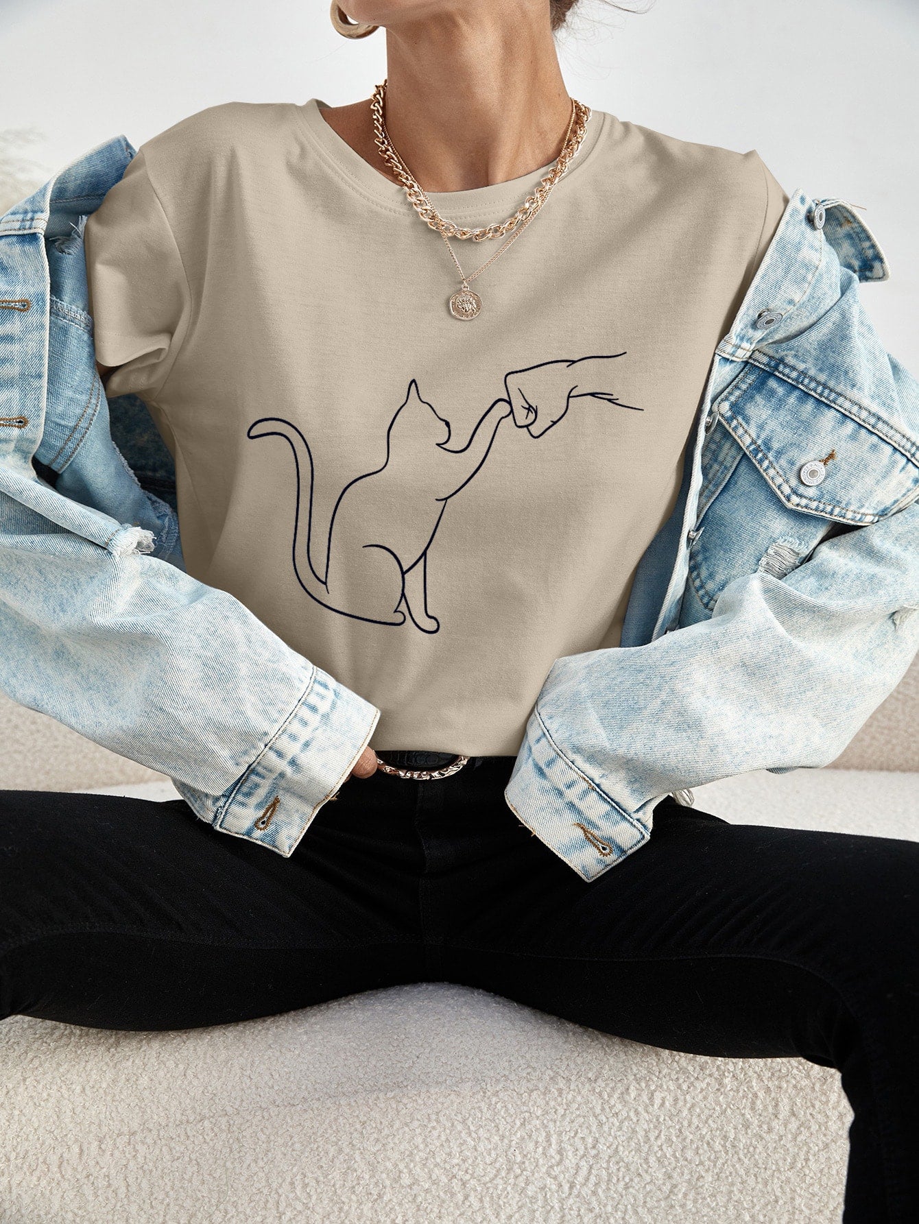 Cat And Figure Graphic Tee