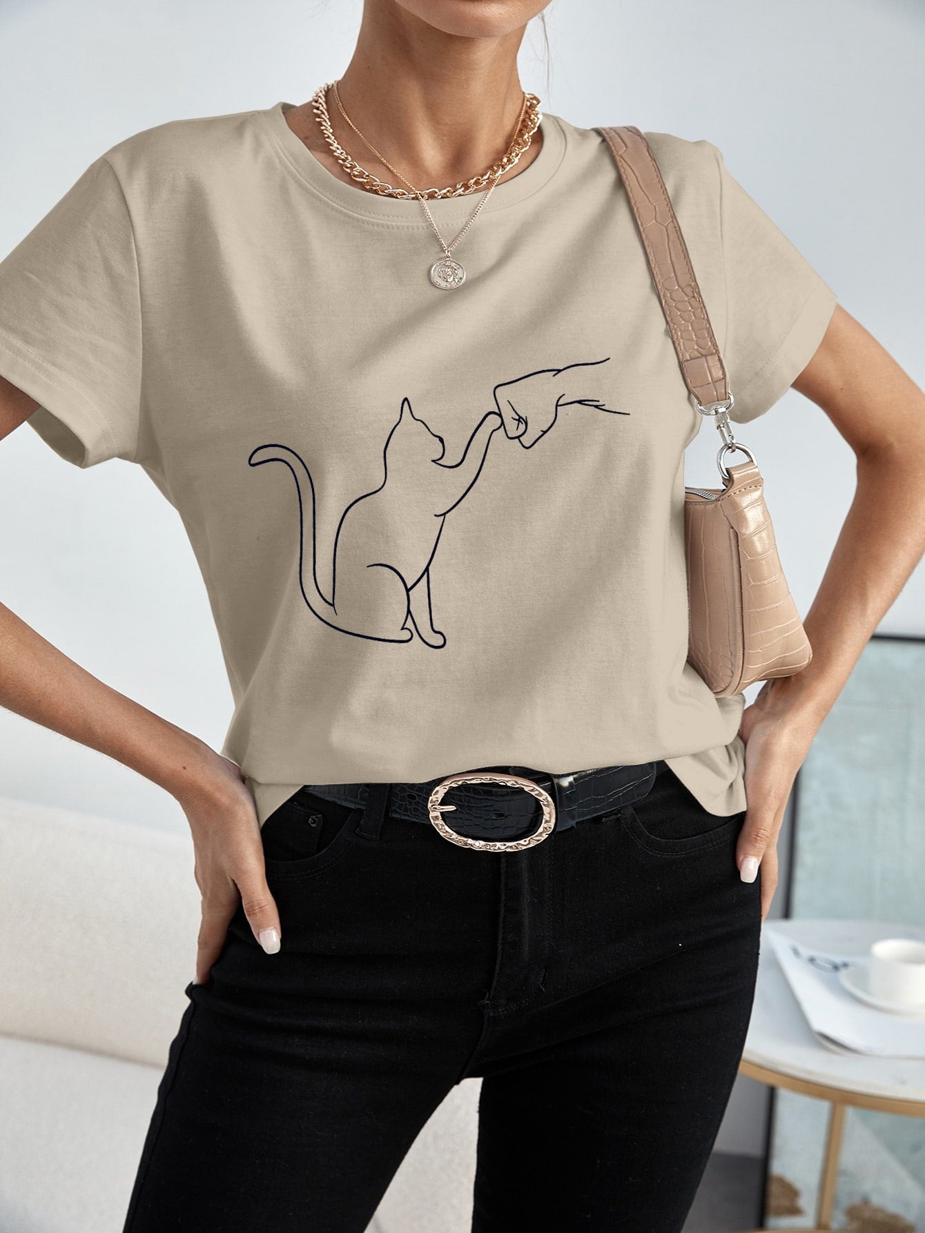 Cat And Figure Graphic Tee