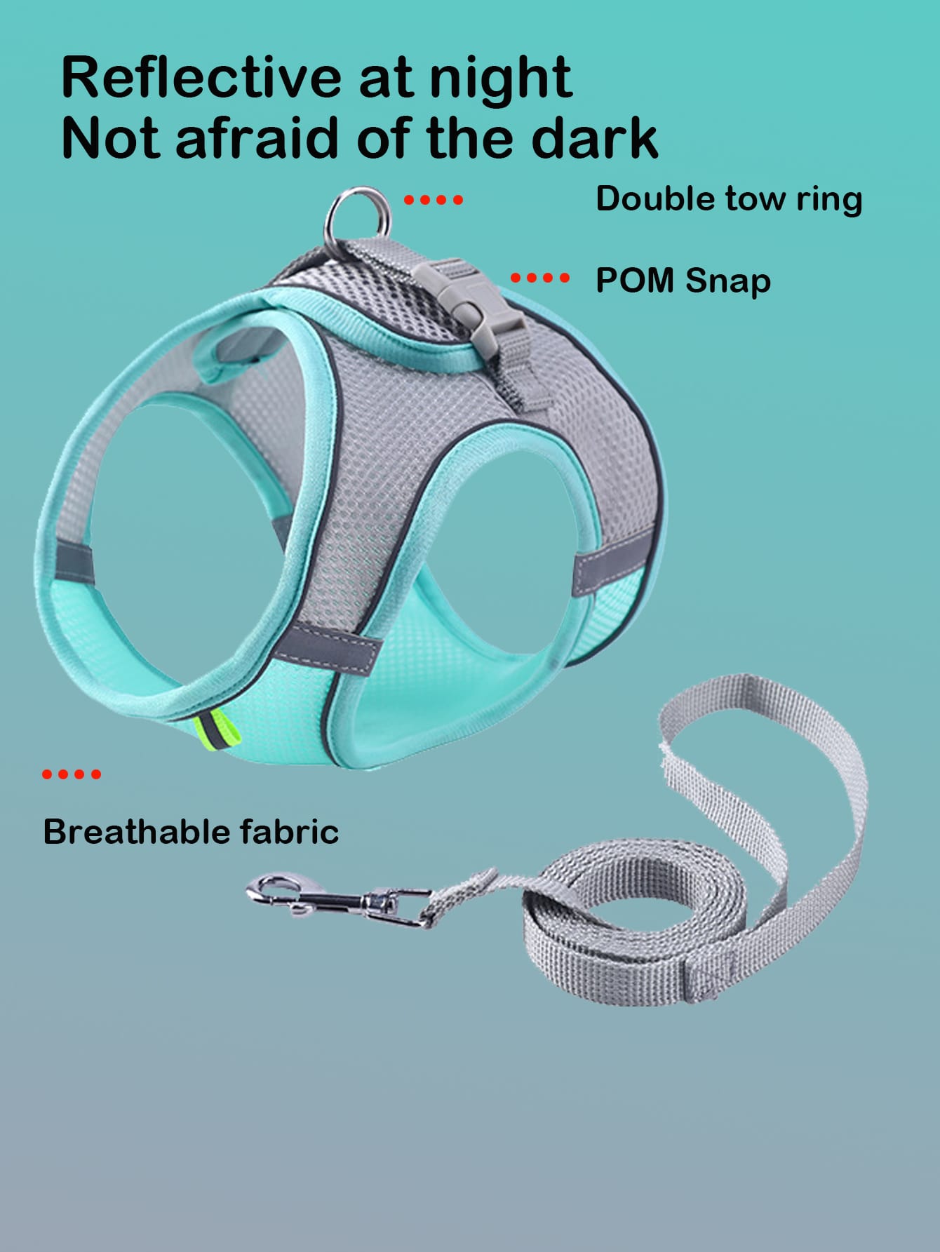 1pc Breathable Pet Harness 1pc Leash