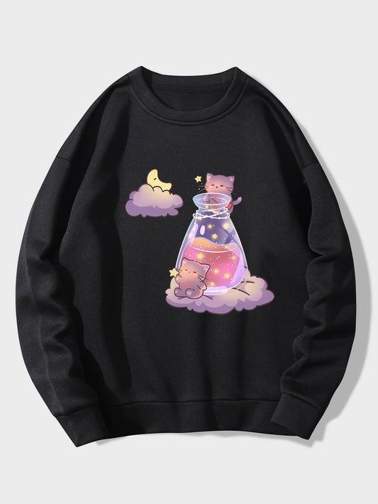 Cartoon Graphic Thermal Lined Sweatshirt