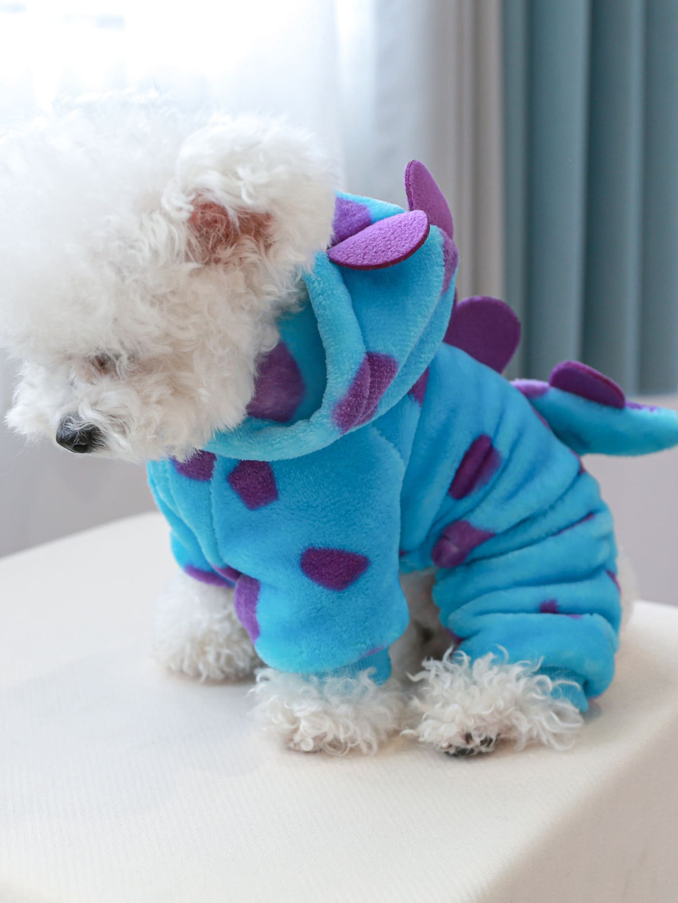 1pc Cartoon Dinosaur Design Hooded Pet Jumpsuit