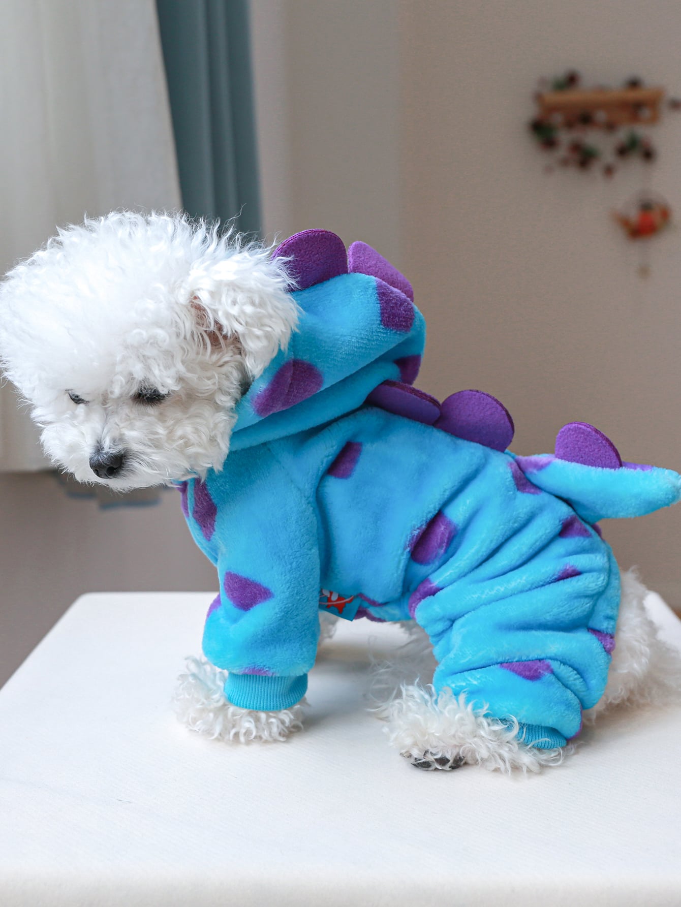 1pc Cartoon Dinosaur Design Hooded Pet Jumpsuit