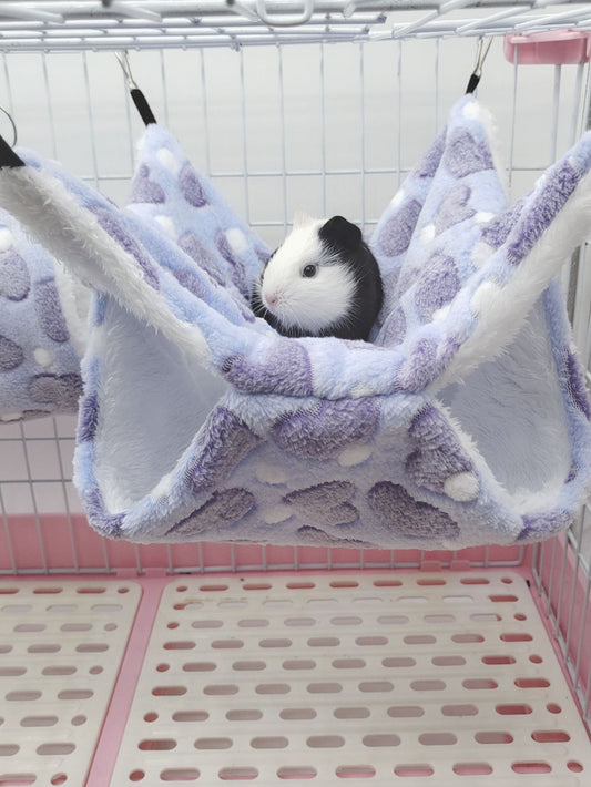 Random Color Heart Pattern Fuzzy Hanging Hamster Bed