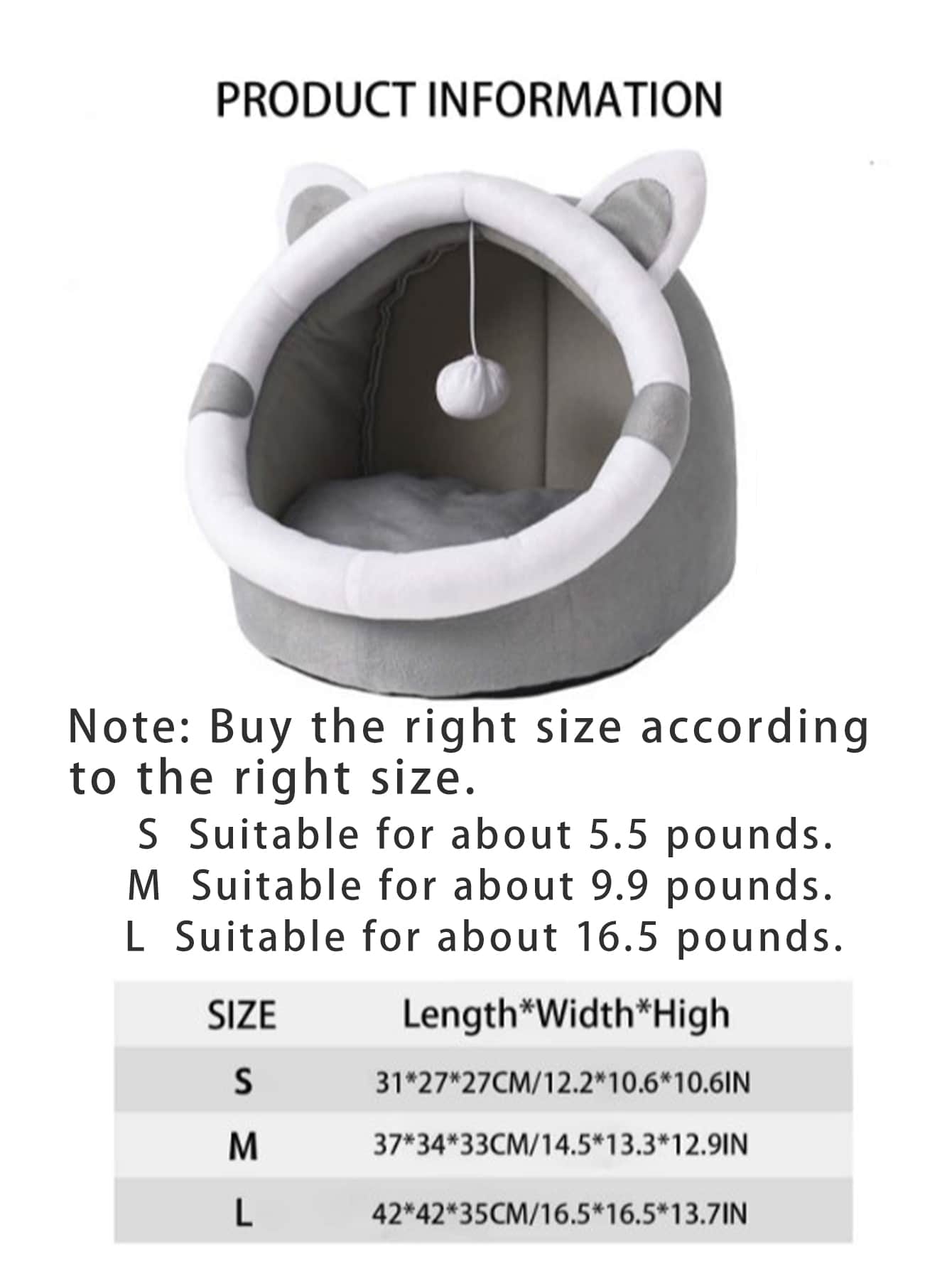 Cat Ear Design Pet Bed